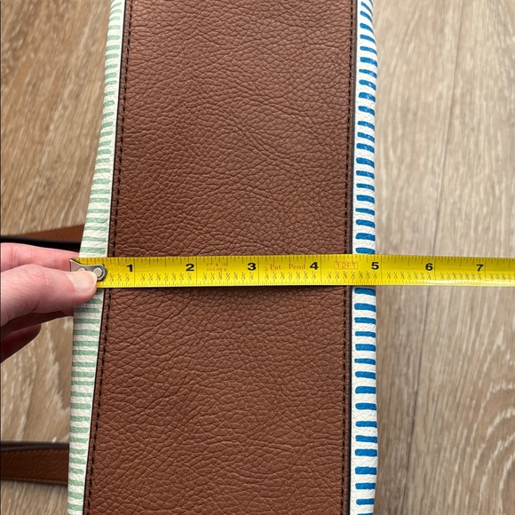 New! Fossil Mimi Shopper purse/tote, blue/green/brown multicolor stripe - Picture 13 of 15